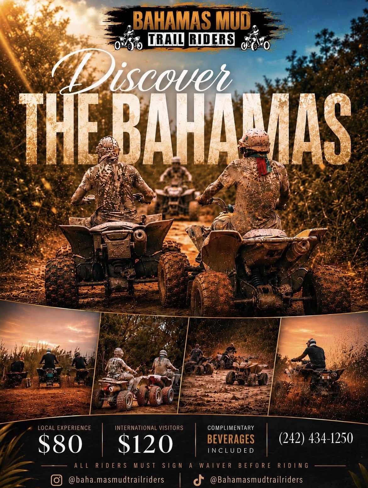 The complete original Bahamas Mud Trail Riders digital flyer, Discover the Bahamas